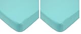 Babyhaven 100% Cotton Percale Fitted Porta Crib / Mini Crib Sheet, 2 Pack, Aqua by Babyhaven