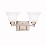 5389NI Langford 2LT Vanity Fixture, Brushed Nickel Finish with Satin Etched White Glass by Kichler L