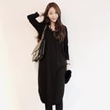 バックデザイン　着丈長め　シンプル授乳ワンピース(10000106785) (ブラック)