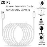 20 ftカメラ電源延長ケーブルのXT点滅カメラ、Wyzeカメラパン、Yiカメラ、Oculus Go、Nest Cam、NetVue、Arlo Q、Super NES Classic、Furbo犬、Amazonクラウド、ホームセキュリティカメラby ablerv