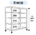 山金工業 ヤマテック 中量ラック 150kg/段 移動式 3SC6391-5G