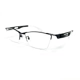 [Megane Style] スーパーブルーライトカットメガネ PCメガネ HEV94%カット 軽量 ハーフリム ナイロール スクエア メンズ 男性 ブルーライトカット メガネ 眼鏡 UVカット 伊達メガネ 度なし ちょいワル いかついメガネ MI-1003 (ダークネイビー)