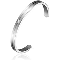 [Bel cuore] ブレスレット バングル メンズ チタン アクセサリー ブレスレッド 腕輪 ギフトボックス入り シンプル おしゃれ シルバー