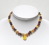 Genuine Natural Baltic Amber Baby Kids Teething Necklace Multicolour4 Baroque With Pendant By Amber 