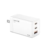 65W GaN 急速 PD 充電器 usb-c usb-a type-c 4ポート充電器 pd qc 急速充電規格対応 PD3.0 QC3.0 タイプｃ ガリウム 対応 PSE認証済み 折りたたみ携帯充電器 ACアダプター コンセントiPhone iPad Android Xperia Kindle各種 その他USB-C機器対応【2年保証】 (White, 65W-NEW)