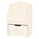 絵本ラック(ブックスタンド/子供部屋家具) 幅60cm 木製 引き出し収納付き ホワイト(白)