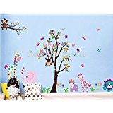 2016新しい2 pcs /設定df5099 Giraffe Monkeyフクロウツリーと動物ウォールステッカー子供寝室ホームデコレーション壁画デカール