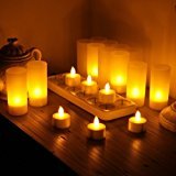 RaiFu LEDキャンドルライト 充電式ティーライトティーライトキャンドルホルダー付き - 12個セット（バッテリー不要） - ホワイトベース