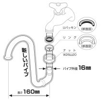 三栄水栓 【吐水口の下にスペースが出来るパイプ】ツル首自在パイプ PA16J-60X-16