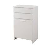 鏡面仕上げバスケット付きランドリーラック　幅51cm ロータイプ　ホワイト　NO-0042