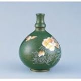 竹中銅器　80-12　銅製花瓶　8号　桔梗形　牡丹に鳥