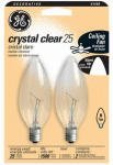 GE Lighting 81560 25-Watt 160-Lumen Decorative B10 Incandescent Light Bulb, Crystal Clear, 2-Pack [並