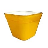 【4個入】イタリア製樹脂ポット(植木鉢/プランター) コッコスクエアー 7cm/穴無し イエロー(黄) 〔ガーデニング用品/園芸〕