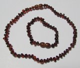 Baltic Amber Bracelet and Necklace Set for Baby Baroque Cherry Polished Beads By Amber Corner by Amb