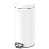 mVm フタ付き ゴミ箱 30 L ペダル式ステンレス スリム おしゃれ ダストボックス 密閉性 キッチン リビング 洗面所隙間 オフィス用 袋が見えない 頑丈 耐汚 丸形 ホワイト