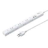 サンワサプライ スリムタップUSB充電機能付き（2P・8個口・1m）SANWA SUPPLY TAP-SLIM8U-1