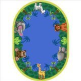 Joy Carpets Kid Essentials Infants & Toddlers Oval Jungle Friends Rug Multicolored 5'4 x 7'8 [並行輸入品]
