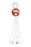 [グランサンク] PEKO マルチ充電ケーブル【ミルキーペコ】3in1 カラビナ付き USB Type-A Lightning/Type-C/microUSB 5V/2.4A 充電専用 iPhone Android 多機種対応
