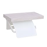 ヤマソロ トイレットペーパーホルダー 1連 おしゃれ 棚付き 紙巻器 完成品 トイレ 天板付き 北欧 ブラン Blan 41-088 (木目×ホワイトホワイトウッド)