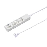 YAZAWA 電源タップ【 4個口 / 1m / ホワイト 】 個別スイッチ付 雷ガード ブレーカー シャッター付 ACアダプター対応 絶縁カバー L型プラグ 節電タップ 1.0m 延長コード