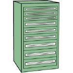 CW80481 直送 ＶＥ７Ｓ型キャビネット　７００Ｘ５５０ＸＨ１２００　引出９段