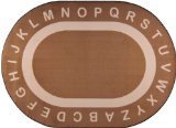 Joy Carpets Kid Essentials Early Childhood Oval Endless Alphabet Rug, Mocha, 5'4 x 7'8 by Joy Carpet