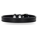 [LaLUCA GOODS] 犬 首輪 猫 首輪 鈴 定番 スタンダード PU レザー シンプル 小型犬 中型犬 ドッグ 散歩 カラフル ブラック（鈴なし） S