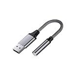 USB イヤホンジャック 変換アダプタ USB オーディオ 変換アダプタ 外付け サウンドカード DAC搭載 USB to 3.5mm 変換ケーブル 外付け サウンドカード 3極/4極 プラグアンドプレイ 音声通話 for Windows/Mac OS/Linux/for Chromebook/for PS4-5など 0.2m (シルバー)
