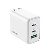 Tecknet PD 充電器 Type-C急速充電器 65W高出力 GaN採用 3ポート搭載（USB-C×2 USB-A×1) PSE認証済