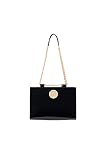 Subella London BELEN BLACK tote with swarovski crystal signature brooch, detachable interior pouch &