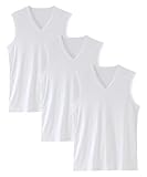 [ニッセン] メンズ インナーシャツ 抗菌防臭加工 綿１００％フライスVネックノースリーブインナー３枚組 白3枚組 M