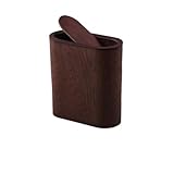 Qiawvio 小判型の木製ゴミ箱 家庭用スイング蓋ゴミ箱 シンプル クリエイティブ 蓋付き キッチン (ウォールナット)