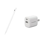 【USB充電器セット】 エレコム タッチペン iPad専用 金属製ペン先 パームリジェクション対応 磁気吸着 傾き検知対応 USB-C充電 ペアリング不要 ホワイト P-TPACSTAP04WH + エレコム 急速充電器 Type-C USB PD対応 30W 2ポート (USB-C/USB-A) 小型 軽量 ホワイト EC-AC14WH