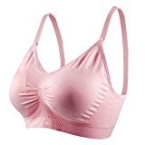 Momcozy(モンコジー) 授乳用ブラジャー マタニティ 2Wayオープンブラジャー 妊婦産後 矯正下着 スポーツブラジャーとしても使用可能 ノンワイヤー ブラジャー　授乳対応 前開き (L, ピン