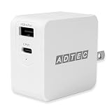 アドテック 65W PD充電器 15V/4A出力対応 PD 2ポート USB-C USB-A タイプC 急速充電 高速充電 GaN 窒化ガリウム 小型 折りたたみ式 プラグ 携帯 PC タブレット スマホ 対応 TYPE-C type-C アダプタ 白 ホワイト APD-A065AC-WH