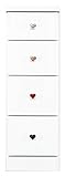 アルファタカバ 限られたすき間を有効活用2.5cm刻み選べる引き出し木製チェスト 隙間収納27.5cm幅4段ソピアホワイト(ハートタイプ)