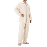 [pajamaya IZUMM] パジャマ屋 パジャマ メンズ 長袖 前開き ストレッチ 二重 ガーゼ ノビーゼ ”UNO”／エクリュアイボリー・LBサイズ