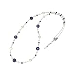 [ビジュウ　YASUO] ラピスラズリ ネックレス ロング パール 淡水パール シルバー 瑠璃色 ホワイトトパーズ ネイビー ホワイト 日常使い