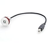 USB Type B フラッシュマウントケーブル アルミニウム USB B オス-メス ラウンドダッシュパネルマウント 延長コード USB B コンバーターケーブル プリンタースキャナー CNCマシン ディスク オートバイダッシュボード(0.3m/1フィート) (USB 2.0)