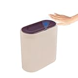 VECELO ゴミ箱 自動ゴミ箱 電池式 ふた付き 感応式自動開閉 静音 スリム 非接触式 防水 衛生的 防臭 レジ袋を隠す お手入れ簡単 洗面所 トイレ オフィス ミルキーホワイト