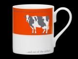 Silhouette Orange Cow Funny Bone China Mug, in one ear & out of the udder - Stoke on Trent, England 