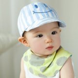 【You Mii】★訳あり品★ スマイルキャップ ベビー キッズ CAP 赤ちゃん帽子 子ども用キャップ 男の子 女の子 ニコちゃん スマイル (ブルー)