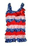BubuBibi Lace & Satin Petti Rompers for Babies & Toddler girls-PATRIOTIC JULY 4th (X-Large) by BubuB