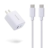 エレコム 充電器 20W 2ポート USB-C USB-A USB PD対応 急速充電 Type-Cケーブル付属 1.5m GaN II 窒化ガリウム 薄型 コンパクト PSE認証 iPhone iPad Android対応 ホワイト EC-AC12620WH