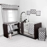 Bacati - Dots/pin Stripes Black/white 10 Pc Crib Set Including Bumper Pad [並行輸入品]
