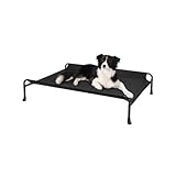 Veehoo 犬 ベッドペットベッド高架犬用ベッド、中型犬 ベッド隆起犬用ベッド、ガードレール付き屋外犬用ベッド、アップグレードされた滑り止めフィート テスリンメッシュ、ポータブルキャンプ高架式 ドッグコット犬ベッド 犬 ベッド 洗える-90*66 cm ブラック