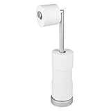 mDesign Rustproofアルミfree-standingトイレットペーパーロールホルダーバスルーム用 – シルバー
