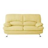 ソファー 2.5人掛け【Liveral】イエロー 木脚　ナチュラル ハイバックソファ【Liveral】リベラル【代引不可】 生活用品 インテリア 雑貨 インテリア 家具 ソファ 二人掛けソファ 合成皮革 soz1-40105048-1239