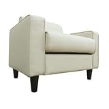 1人掛けソファー/パーソナルチェア 【アイボリー 収納付き】 幅76cm 脚付き 合成皮革 ウレタン 木製フレーム 『ストレージ』