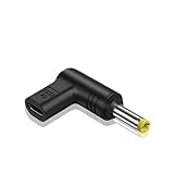 タイプC USB-C 入力, L字変換アダプター, DC 変換アダプタ L字型,USBC-DCアダプター,19.5ボルトユニバーサルタイプCUSBメス-DCオスコネクタ, DC5.5x2.5 / 5.2x2.1 / 4.8x1.7 / 4.0x1.7 / 3.5x1.35/3.0x1.1電源充電アダプターへのタイプCメス入力